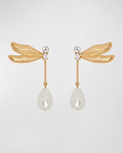 Oscar de la Renta Natural Double Wing Dragonfly Earrings