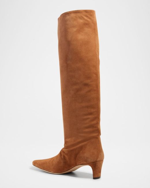 Staud Brown Wally Suede Patchwork Tall Boots
