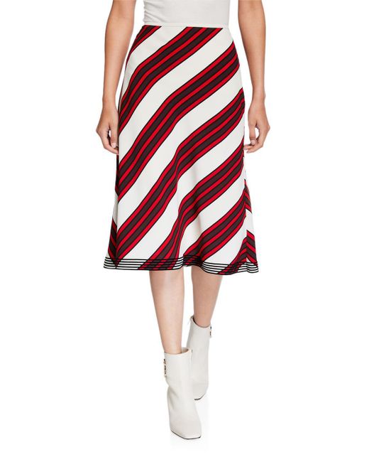 Tory Burch Synthetic Diagonal Stripe A-line Skirt in Red - Save 71% - Lyst