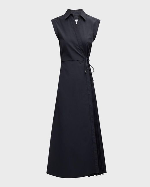Tanya Taylor Blue Shivon Cap-Sleeve Midi Wrap Dress