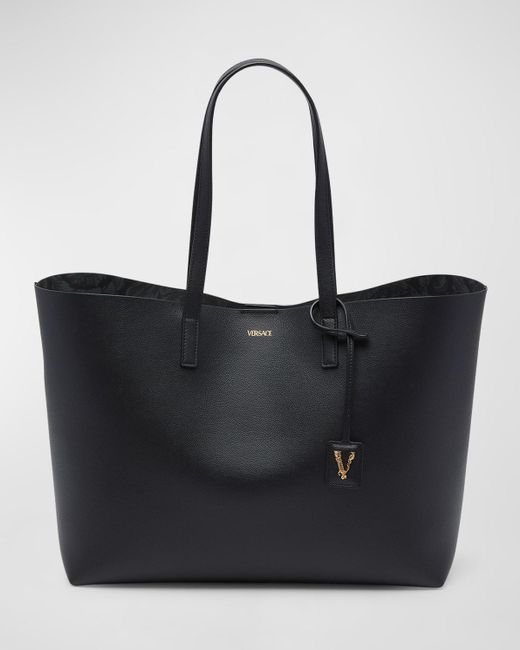 Versace Black La Medusa Calf Leather Tote Bag