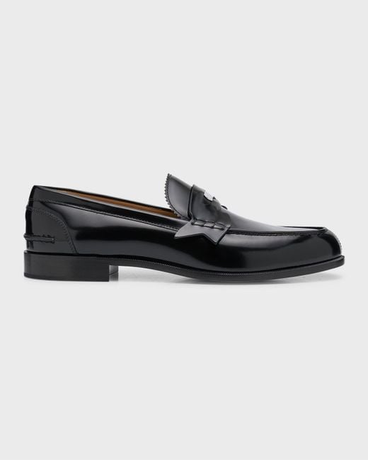 Christian Louboutin Black Patent Leather Penny Loafers for men