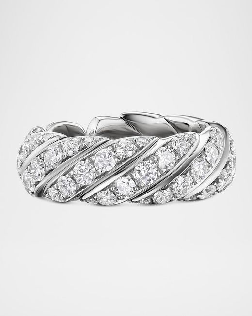 David Yurman Gray Sculpted Cable Flex Band Ring With Diamonds