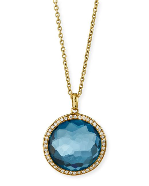 Ippolita Blue Medium Pendant Necklace In 18k Gold With Diamonds