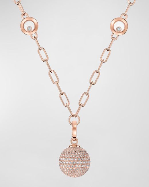 Chopard White Happy Diamonds Planet 18k Rose Gold Diamond Necklace