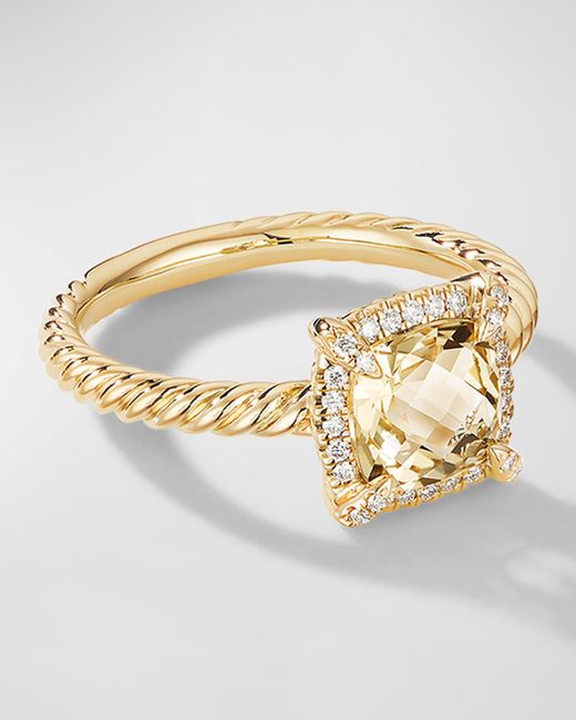David Yurman Metallic Petite Chatelaine Ring With Gemstone And Diamonds In 18k Gold, 7mm
