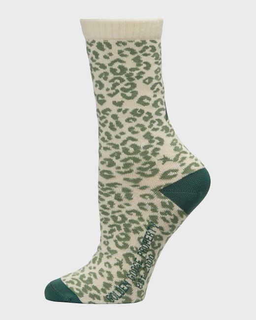 Golden Goose Deluxe Brand Green Ribbed Leopard Print Star Socks