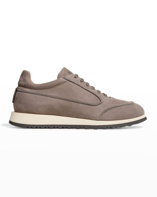 Giorgio Armani Suede Low-top Trainer Sneakers in Gray for Men | Lyst