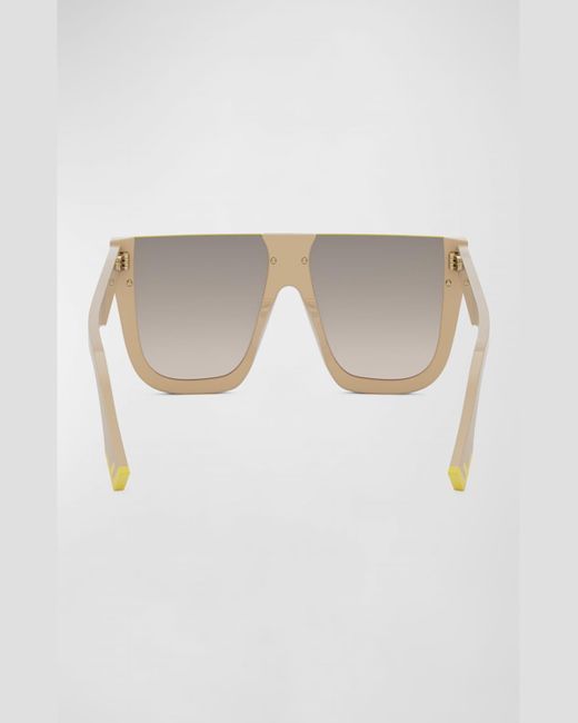 Fendi White Flat-Top Logo Acetate Square Sunglasses