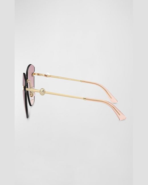 Jimmy Choo Pink Pearly Rimless Metal Butterfly Sunglasses