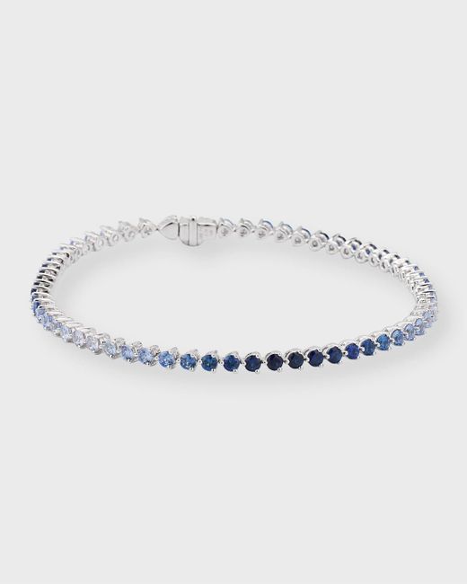 Lisa Nik Metallic 18k White Gold Ombre Blue Sapphire Bracelet