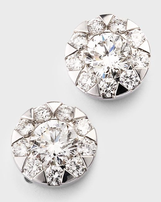 Memoire 18k White Gold Diamond Bouquet Stud Earrings, 1.34tcw