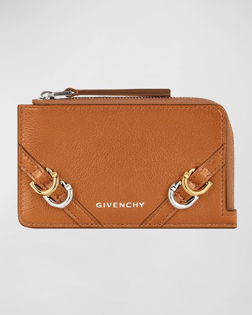 Givenchy Brown Voyou Zip Card Holder