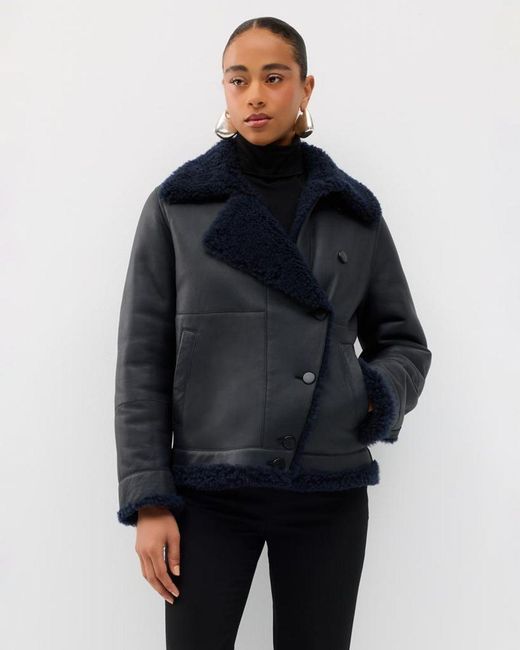 Akris Blue Arno Lamb Shearling Jacket