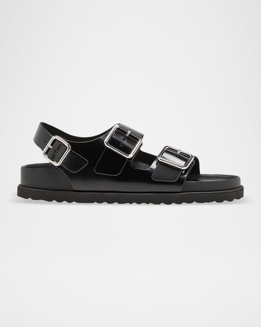 Birkenstock Black Milano Leather Dual-Buckle Slingback Sandals