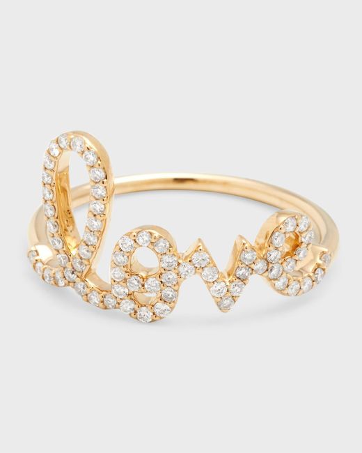 Sydney Evan Metallic Large Love 14k Gold Ring With Diamonds