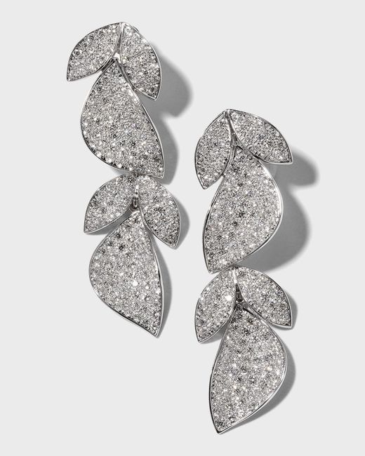 Alexander Laut Gray White Gold Pave Diamond Leaf Earrings