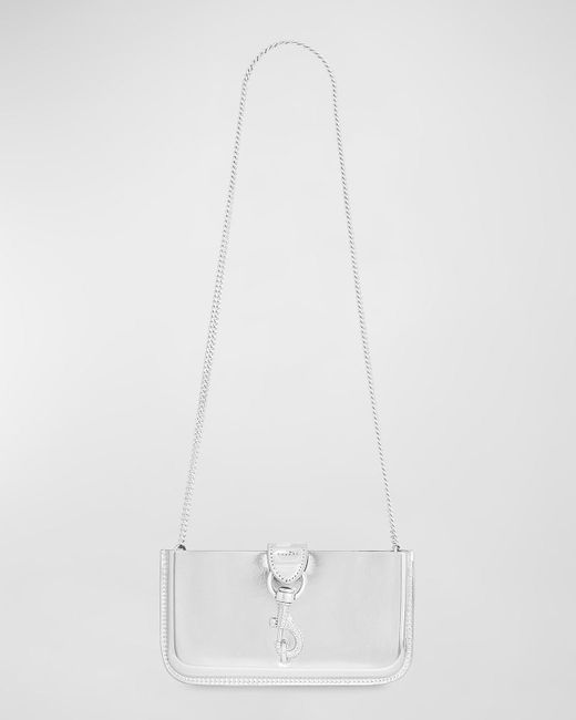 Rebecca Minkoff White Phone Metallic Faux-Leather Chain Crossbody Bag