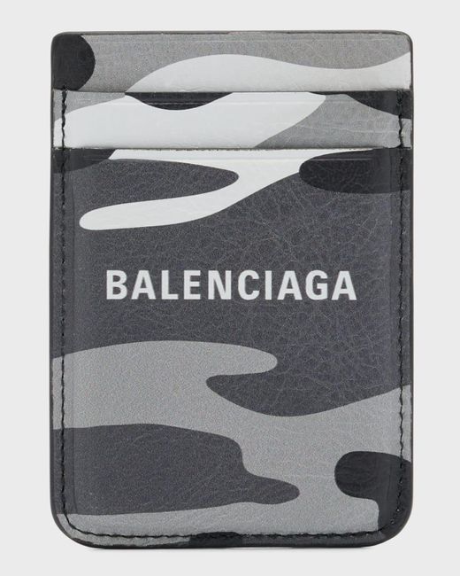 Balenciaga Gray Cash Magnet Card Holder Camo Print for men