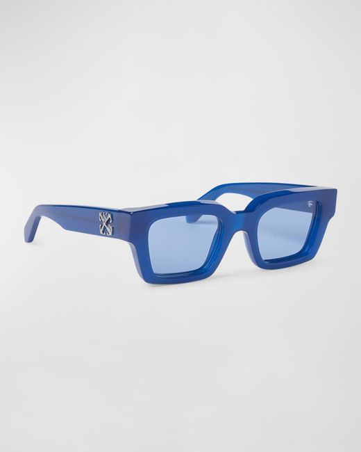 Off-White c/o Virgil Abloh Blue Virgil Arrows Acetate Square Sunglasses for men