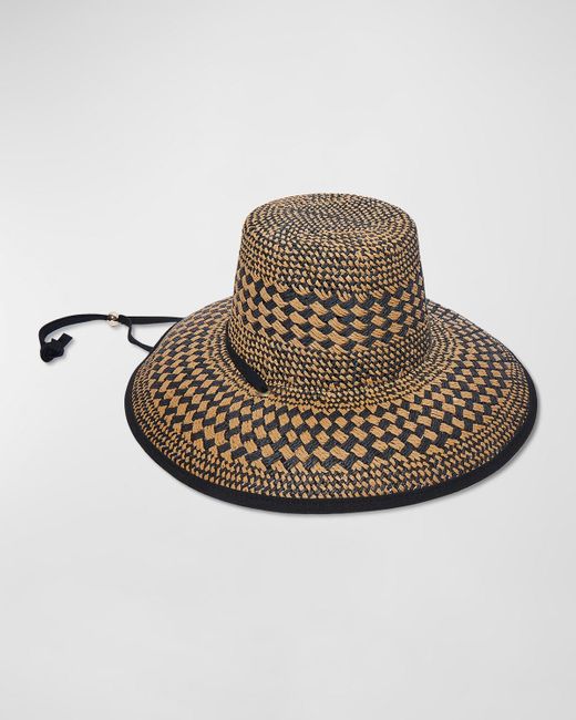 Lele Sadoughi Multicolor Brielle Checkered Straw Sun Hat