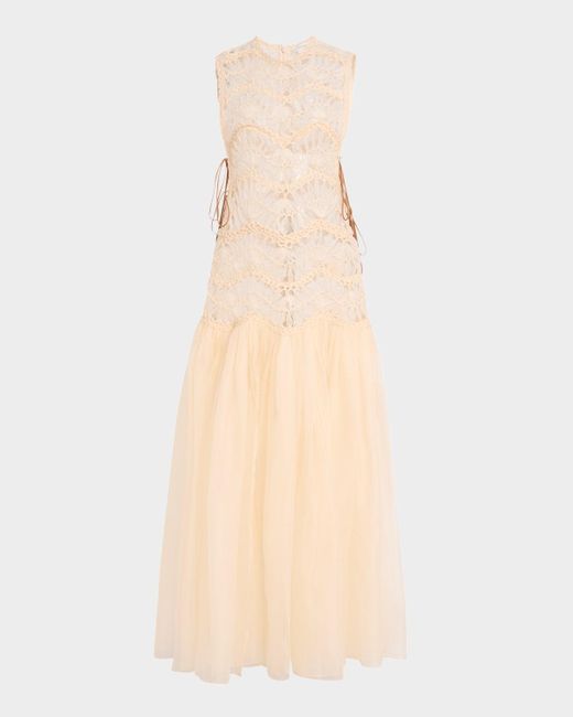 Zimmermann Natural Illuminate Macrame Maxi Dress