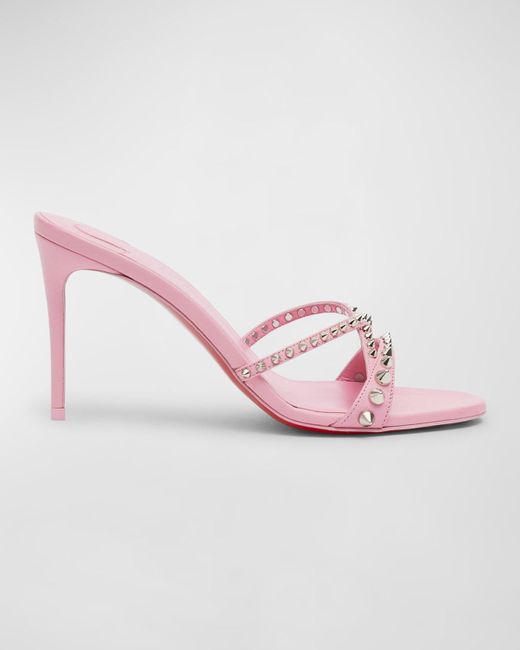 Christian Louboutin Pink Tatoosh Spikes Sole Slide Sandals