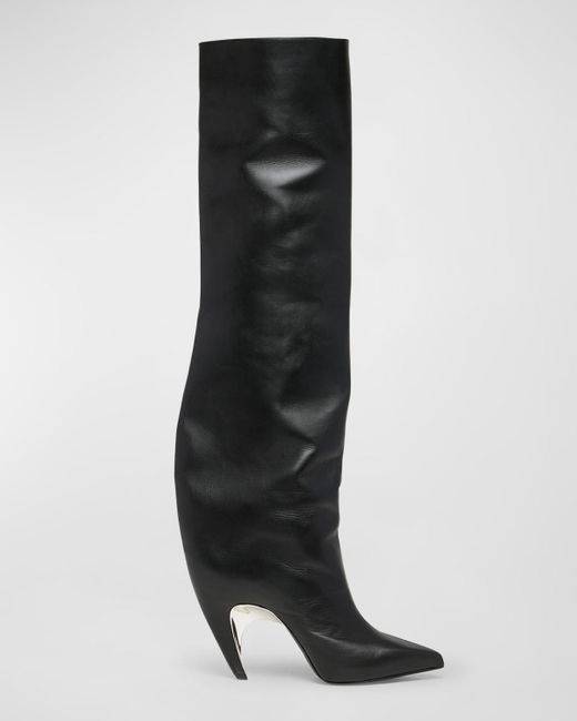 Alexander McQueen Black Armadillo Leather Over-The-Knee Boots