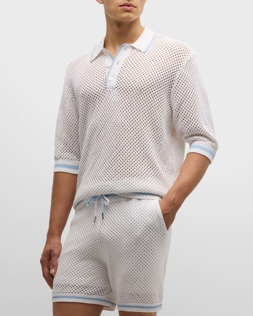SER.O.YA Gray Zane Crochet Polo Shirt for men