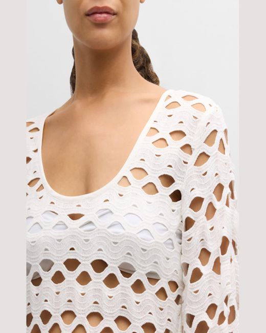 Jonathan Simkhai White Pierce Long-Sleeve Fringe Maxi Dress