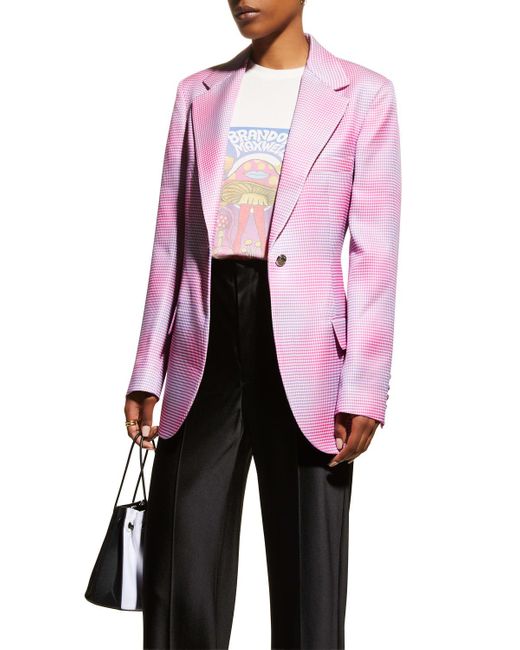 Brandon Maxwell The Jessy Gingham Oversized Blazer in Pink | Lyst