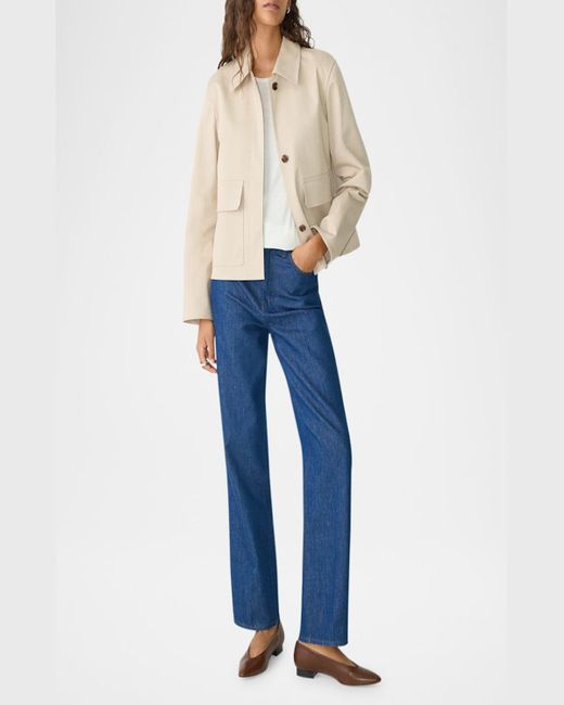 Theory Short Boxy Trench Jacket in Natural | Lyst