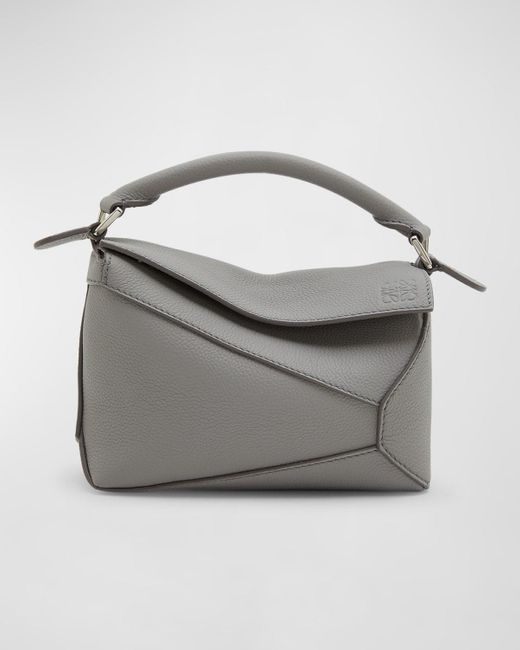 Loewe Gray Mini Puzzle Edge Leather Shoulder Bag
