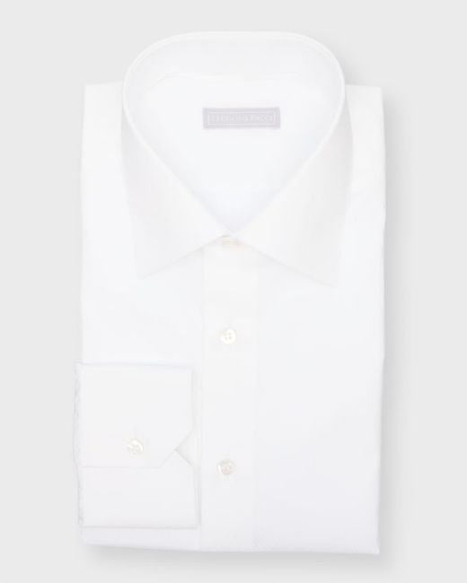 Stefano Ricci White Textured Cotton Dress Shirt for men