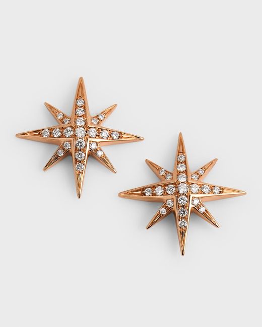Lisa Nik Metallic 18k Rose Gold Star Diamond Stud Earrings