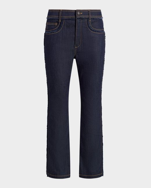 Cinq À Sept Blue Sallie Piped Cropped Bootcut Denim Pants