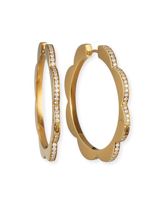 CADAR Metallic 18k Yellow Gold Large Diamond Triplet Hoop Earrings