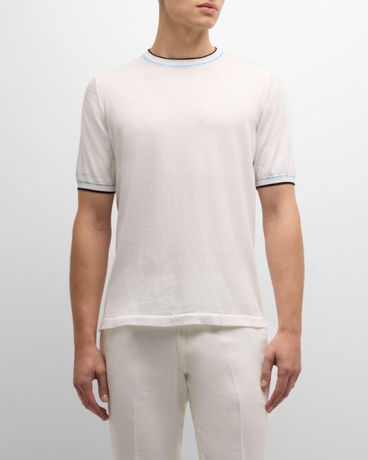 FIORONI CASHMERE White Giza 45 Egyptian Cotton Crewneck T-Shirt for men