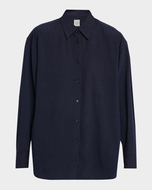 Totême  Blue Classic Fluid Button-Front Shirt