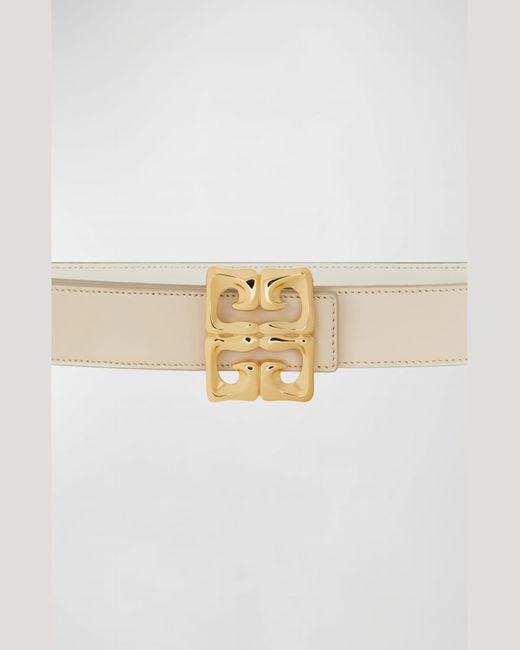 Givenchy White Baroque 4G Reversible Leather Belt