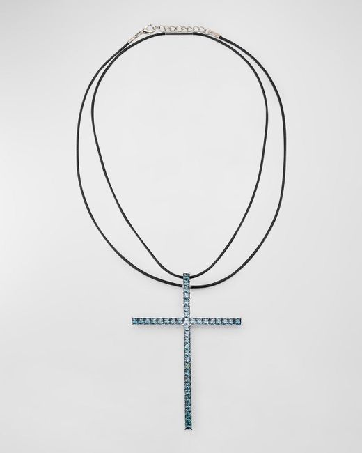Alexander Laut White 18K Spinel Cross Pendant Necklace