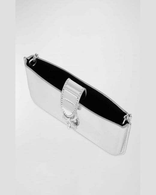 Rebecca Minkoff White Phone Metallic Faux-Leather Chain Crossbody Bag