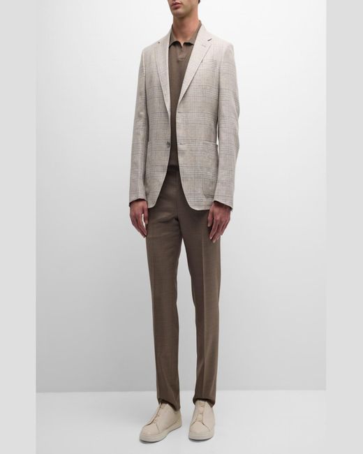 Zegna Gray Plaid Linen-Wool Sport Coat for men