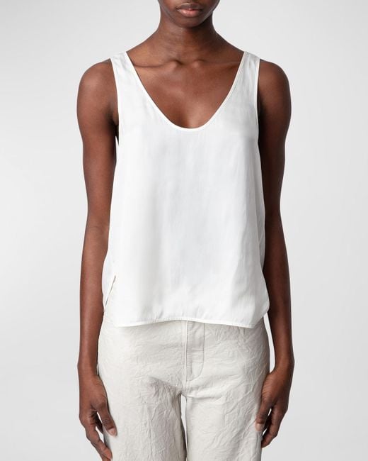 Zadig & Voltaire White Carys Satin Tank Top