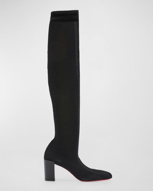 Christian Louboutin Black Beyonstage Knit Sole Knee Boots