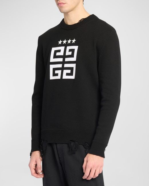 Givenchy Black Star Embroidered 4G Logo Sweater for men