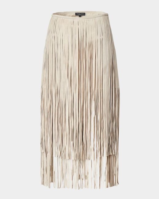 Rag & Bone Natural Jasmine Suede Fringe Skirt
