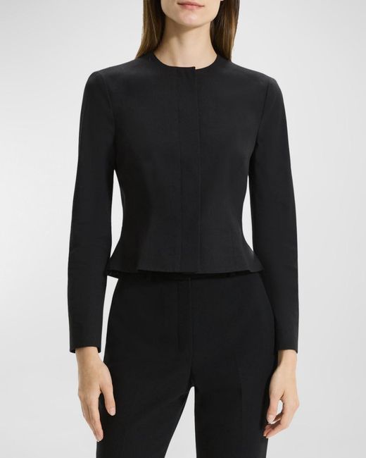 Theory Black Cropped Peplum Jacket