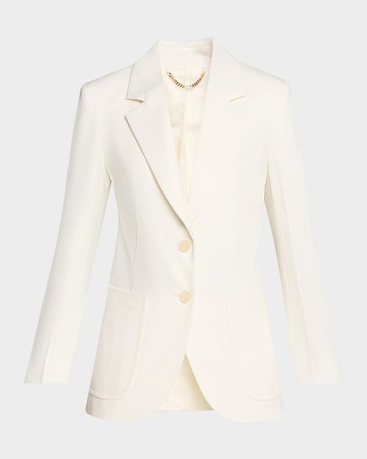Victoria Beckham Natural Patch-Pocket Single-Breasted Jacket
