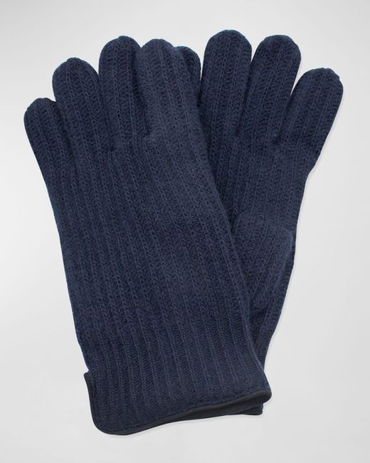 Portolano Blue Rbbed Cashmere Gloves for men